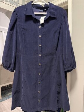 Gap Puff Sleeve Corduroy Mini Dress NWT